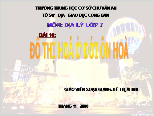 Bài 16. Đô thị hóa ở đới ôn hòa