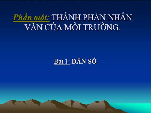 Bài 1. Dân số