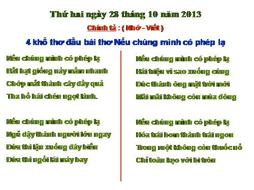 Tuần 11. Nhớ-viết: Nếu chúng mình có phép lạ