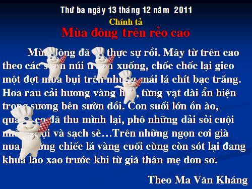 Tuần 17. Nghe-viết: Mùa đông trên rẻo cao