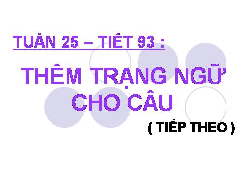 Bài 22. Thêm trạng ngữ cho câu (tiếp theo)