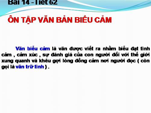 Bài 14. Ôn tập văn bản biểu cảm