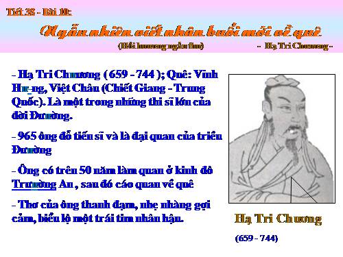 Bài 10. Ngẫu nhiên viết nhân buổi mới về quê (Hồi hương ngẫu thư)