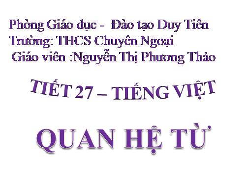 Bài 7. Quan hệ từ