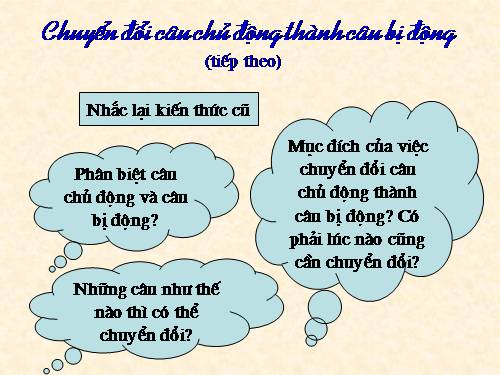 Bài 24. Chuyển đổi câu chủ động thành câu bị động (tiếp theo)