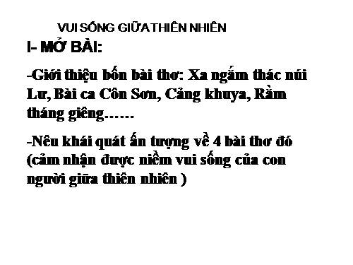VUI SỐNG GIỮA THIÊN NHIÊN