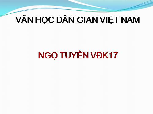 VĂN HỌC DÂN GIAN VIỆT NAM