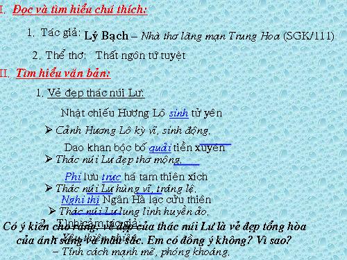 Bài 9. Xa ngắm thác núi Lư (Vọng Lư sơn bộc bổ)