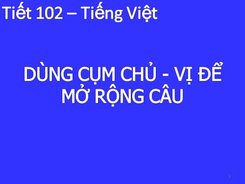 Bài 25. Dùng cụm chủ - vị để mở rộng câu