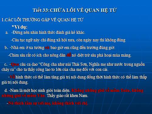 Bài 8. Chữa lỗi về quan hệ từ