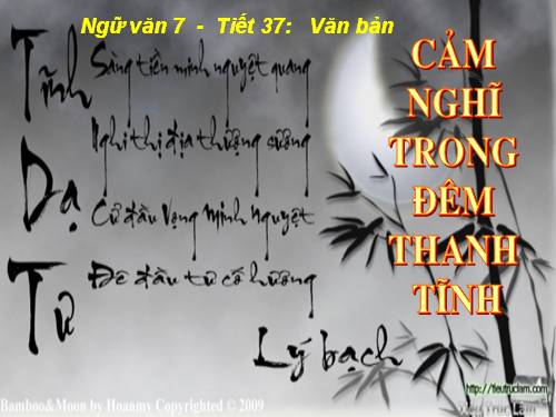 Bài 10. Cảm nghĩ trong đêm thanh tĩnh (Tĩnh dạ tứ)