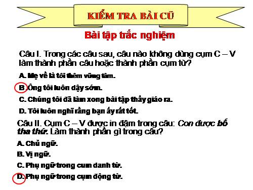 Bài 27. Dùng cụm chủ - vị để mở rộng câu: Luyện tập (tiếp theo)