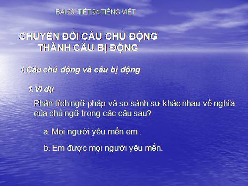 Bài 23. Chuyển đổi câu chủ động thành câu bị động