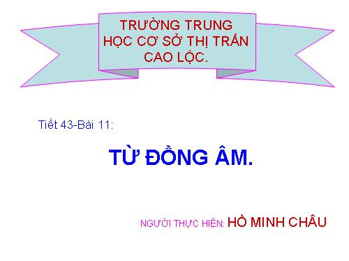 Bài 11. Từ đồng âm