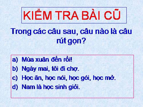 Bài 20. Câu đặc biệt