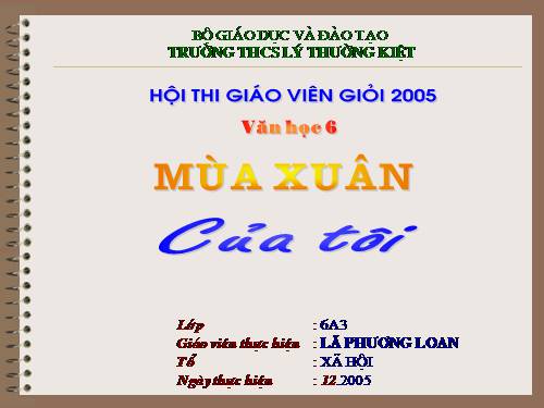 Bài 15. Mùa xuân của tôi