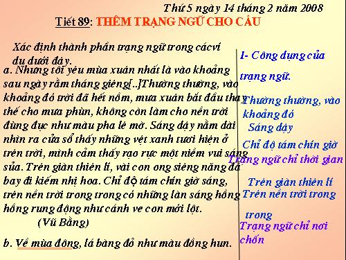 Bài 21. Thêm trạng ngữ cho câu