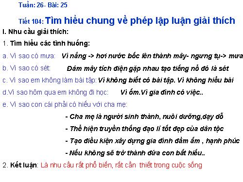 Bài 25. Tìm hiểu chung về phép lập luận giải thích