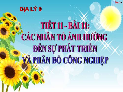 Bài 11. Các nhân tố ảnh hưởng đến sự phát triển và phân bố công nghiệp