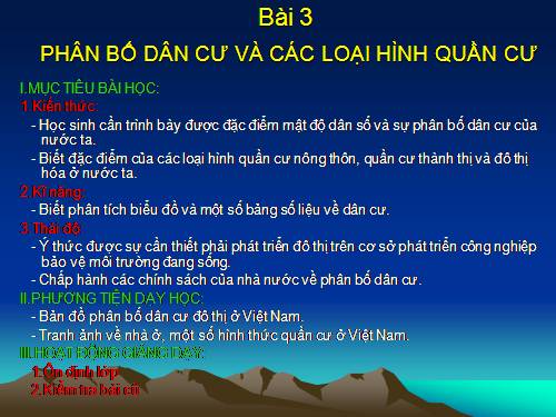 Bài 3. Phân bố dân cư và các loại hình quần cư