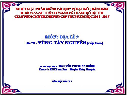 Bài 29. Vùng Tây Nguyên (tiếp theo)