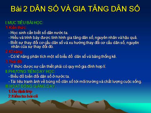 Bài 2. Dân số và gia tăng dân số