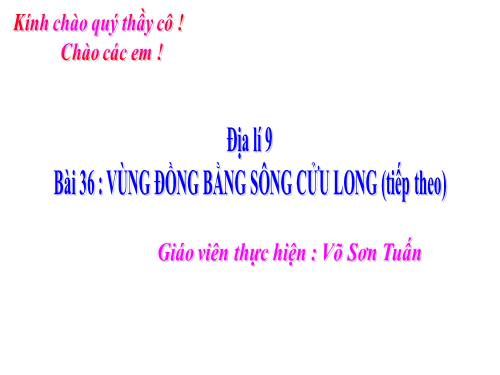 Bài 36. Vùng Đồng bằng sông Cửu Long (tiếp theo)