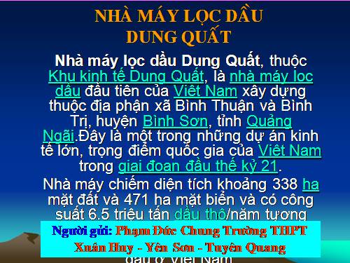 ảnh nhà máy lọc dầu Dung Quất