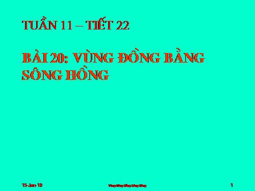 Bài 20. Vùng Đồng bằng sông Hồng