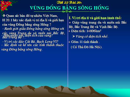 Bài 20. Vùng Đồng bằng sông Hồng