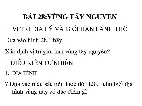 Bài 28. Vùng Tây Nguyên