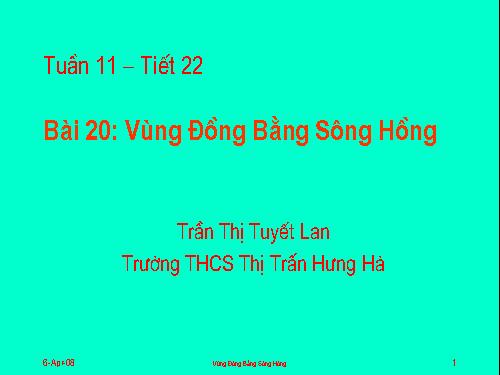 Bài 20. Vùng Đồng bằng sông Hồng