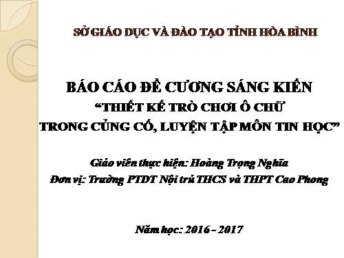 SKKN Thiết kế trò chơi ô chữ trong củng cố luyện tập