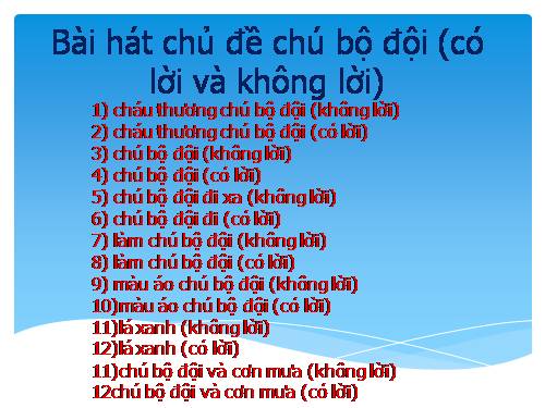 mp3 Bài hát chủ đề chú bộ đội (có lời và không lời)