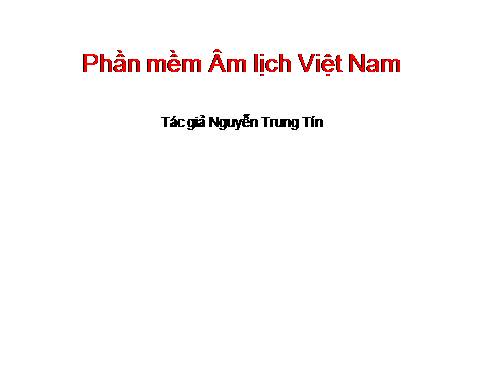 Phần mềm Âm lịch Việt Nam