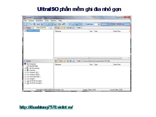 Phần mềm ghi đia nhỏ gọn UltraISO