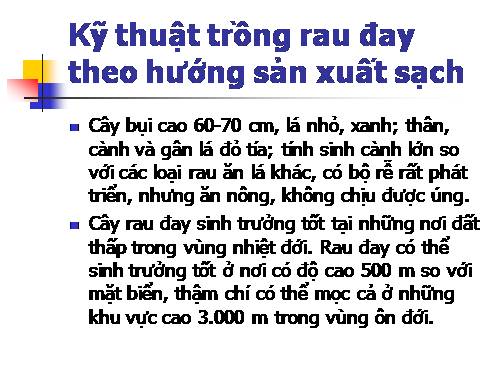 Kỹ thuật trồng rau đay theo hướng sản xuất sạch