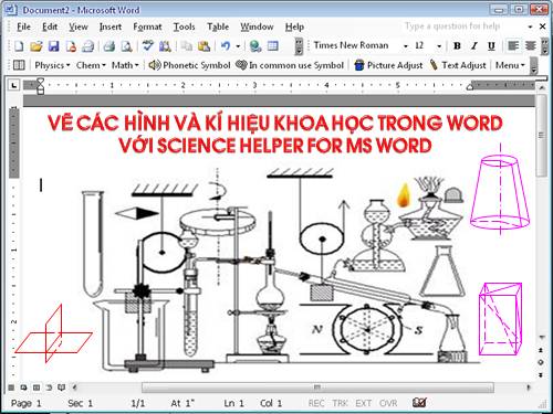 PHAN MEM VE CAC HINH VA KI HIEU TOAN - HOA - LY TRONG WORD VOI SCIENCE HELPER FOR MS