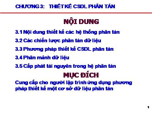 Thiết kế CSDL phân tán