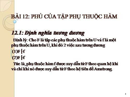 Bài 12. Phủ Của Tập Phụ Thuộc Hàm