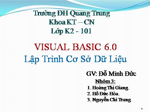 Lập trình cơ sở dữ liệu với Visual Basic 6.0