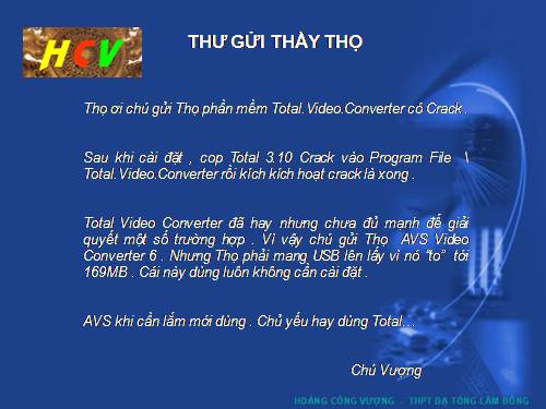 THƯ GỬI THẦY THỌ