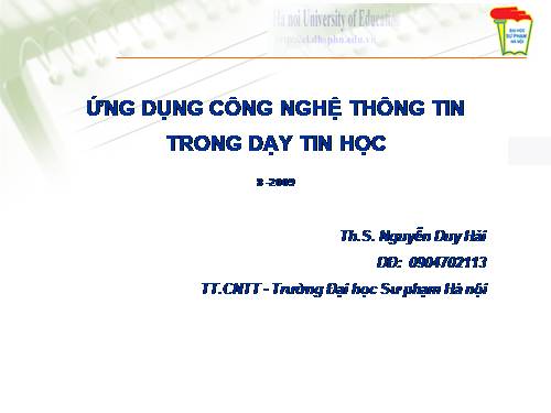 Ứng dụng CNTT trong dạy học Tin học