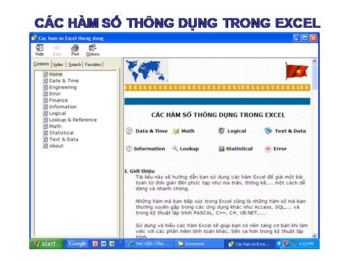 Các hàm thông dụng trong Excel