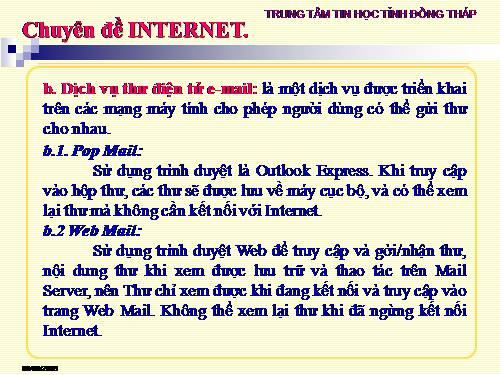 Tìm hiểu các dịch vụ trên mạng Internet (2a-dịch vụ Email)