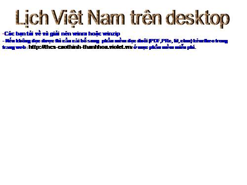 Lich viet nam tren desktop