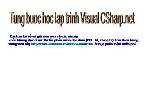 Tung buoc hoc lap trinh Visual CSharp.net