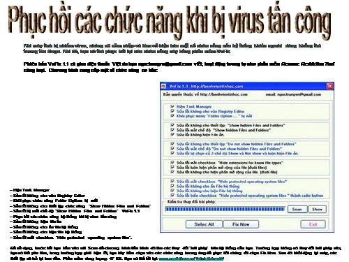 Phục hồi chức năng khi bị Virut tấn công