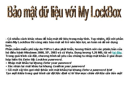 Bảo mật dữ liệu với My LockBox