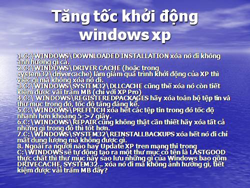 Tăng tốc khởi động windows xp